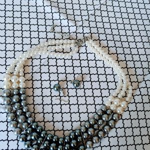 Faux pearls and earrings.